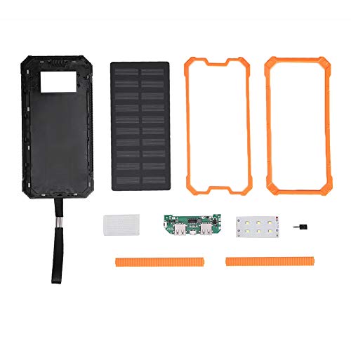 Solar Power Bank Box, 20000mAh tragbares Schnellladegerät Mobile Power Bank Case DIY-Kit mit Zwei USB-Anschlüssen, Mobile Battery Box für Sportreisen im Freien(Orange) von Fdit