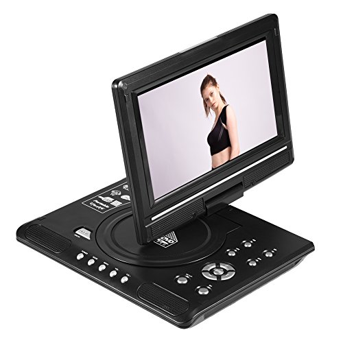 Tragbarer 9-Zoll-DVD-Player, 270-Grad-drehbarer LCD-Breitbild-DVD-Videoplayer Unterstützt FM-Radiospiel mit 9-Zoll-Schwenkbildschirm, AV-Eingang / -Eingang, 800 MAh Eingebauter Lithium-Batterie(EU) von Fdit