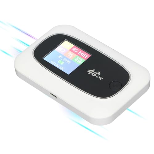 Tragbarer WiFi, Mobiler 4G WLAN Hotspot mit LED Display WLAN Router Bis zu 300 Mbit/s Übertragungsgeschwindigkeit, für Mobiltelefone, Laptops, Desktops, Tablet Computer(Weiß) von Fdit