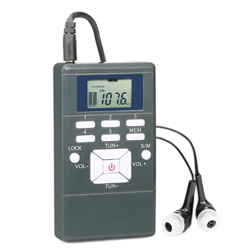 UKW Radio,FM Radio tragbare LCD FM Radio 24 Stunden Digitaluhr digitale Signalverarbeitung Wireless Receiver Tragbares Mikroradio LCD Bildschirm mit Kopfhörer von Fdit