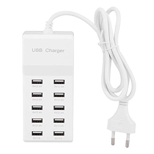 USB Ladegerät 10 USB Ladestation mit Anschlüssen 100-240 V USB-Hub-Steckdosenleiste für Geräte iPhone Xs/Max/XR/X/8/7/Plus iPad Pro Tablet MEHRWEG VERPAKUNG(EU) von Fdit