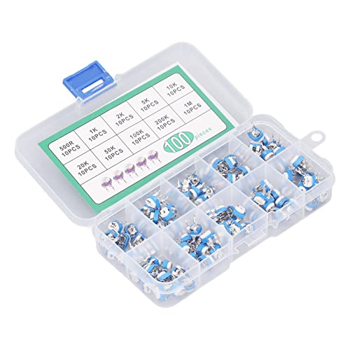 Variable Widerstands -Sortiment -Kit für Elektronik, 100 PCs 10 Werte 500R bei 1M Potentiometern Schnitt, Zusammengesetztes Kohlenstoffmaterial, Weißblau, Fernsehen, Video, MP3, DVD Variable Widerstands -Sortiment -Kit für Elektronik, 100 PCs 10 Werte 500R bei 1M Potentiometern Schnitt, Zusammengesetztes Kohlenstoffmaterial, Weißblau, Fernsehen, Video, MP3, DVD von Fdit