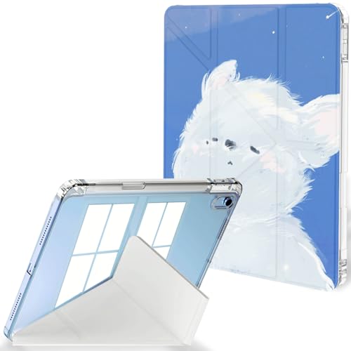 Feams Schutzhülle für iPad (A16) 11. Generation 11 Zoll 2025, iPad 10. Generation Hülle 10,9 Zoll 2022, Y-Fold Standing Cover Clear Back mit Hochformat Querformat & Stifthalter, Leisurely Puppy von Feams