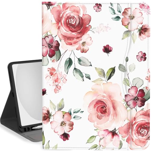 Feams Schutzhülle für iPad (A16) 11. Generation 11 Zoll 2025, iPad 10. Generation Hülle 10,9 Zoll 2022 Flip Stand Auto Sleep Cover mit Stifthalter & Tasche, Rose von Feams
