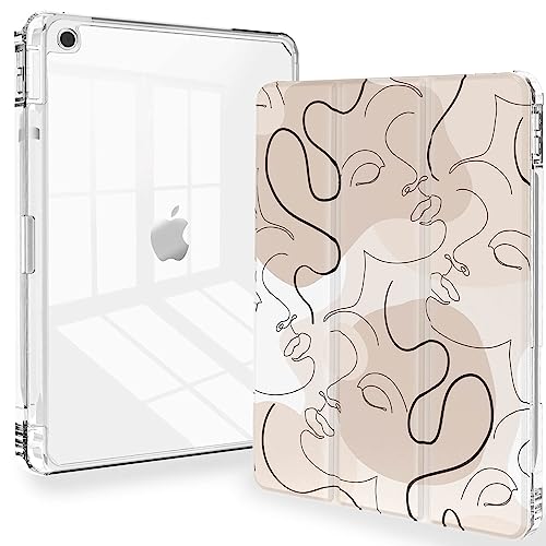 Feams Schutzhülle für iPad 9. / 8. / 7. Generation 10,2 Zoll (10,2 cm), schlanke, dreifach faltbare Schutzhülle für iPad 10,2, transparente Rückseite, transparente Rückseite, mit Stifthalter und von Feams