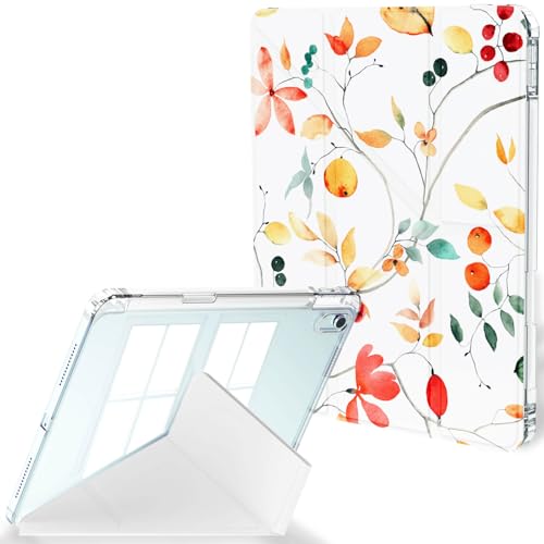 Feams Schutzhülle für iPad Air 27,9 cm (11 Zoll) M3 2025 / M2 2024, iPad Air 5. / 4. Generation 2022/2020, 10,9 Zoll, Y-Faltung, Standhülle, transparente Rückseite mit Querformat, Stifthalter, gelbes von Feams