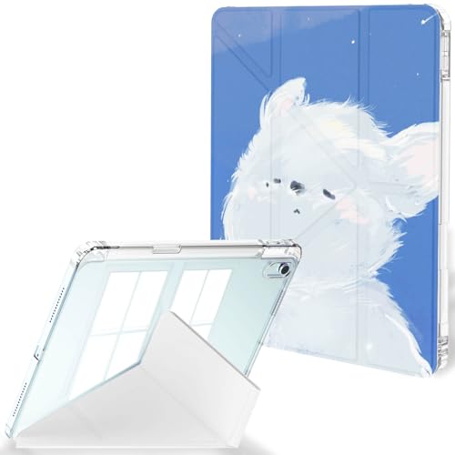 Feams Schutzhülle für iPad Air 27,9 cm (11 Zoll) M3 2025 / M2 2024, iPad Air 5. / 4. Generation 2022/2020, 10,9 Zoll, Y-Faltung, Standhülle, transparente Rückseite mit Querformat, Stifthalter von Feams