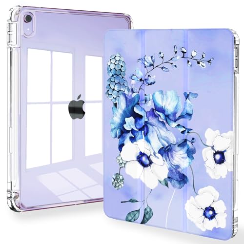 Feams Schutzhülle für iPad Air 27,9 cm (11 Zoll) M3 2025 / M2 2024, iPad Air 5. Generation 2022 / iPad Air 4. Generation 2020 10,9 Zoll (27,9 cm), transparente Rückseite mit Stifthalter und von Feams