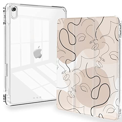 Line Art Schutzhülle für iPad 10. Generation 10.9 Zoll (27.9 cm), schmal, leicht, dreifach faltbar, transparente Rückseite, für iPad 10. Generation 2022, Line Art von Feams