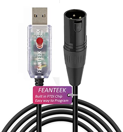 Feanteek USB auf DMX Adapterkabel RS485 Konverter 3PIN XLR-Stecker DMX512 Freestyler Software PC Steuerung Dimmer Kabel mit FTDI Chip Unterstützung Win10 Mac OS (6ft/1.8m) von Feanteek
