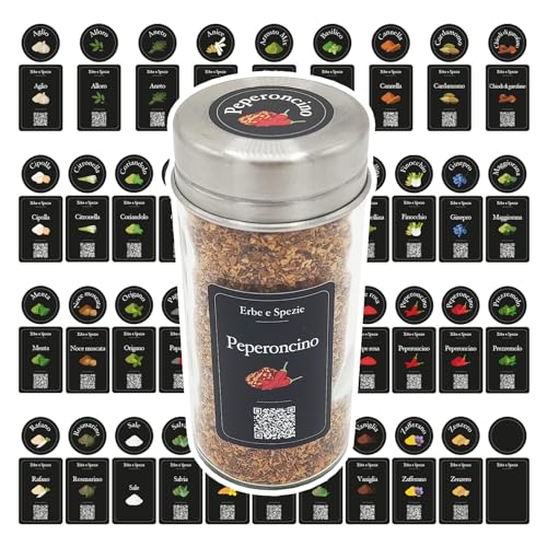 90 italienische Gewürzetiketten, schwarz, mit Illustrationen und QR-Code für Rezepte und Informationen/Klebeetiketten für Gläser, Karussell, Gewürzregal für Küche/Gewürzregal, Gewürzgläser 90 italienische Gewürzetiketten, schwarz, mit Illustrationen und QR-Code für Rezepte und Informationen/Klebeetiketten für Gläser, Karussell, Gewürzregal für Küche/Gewürzregal, Gewürzgläser von Febio