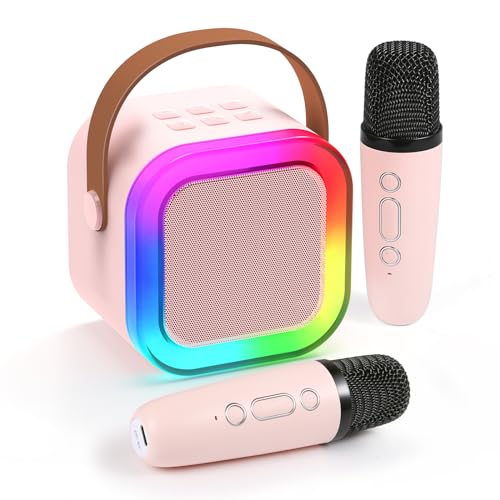 Fede Karaoke Maschine für Kinder Erwachsene,Mini Karaoke Maschine mit Kabellosem Mikrofon,Tragbarer Bluetooth-Lautsprecher mit Stimmeffekten & LED-Lichtern,Geschenke Spielzeug für Mädchen und Jungen von Fede