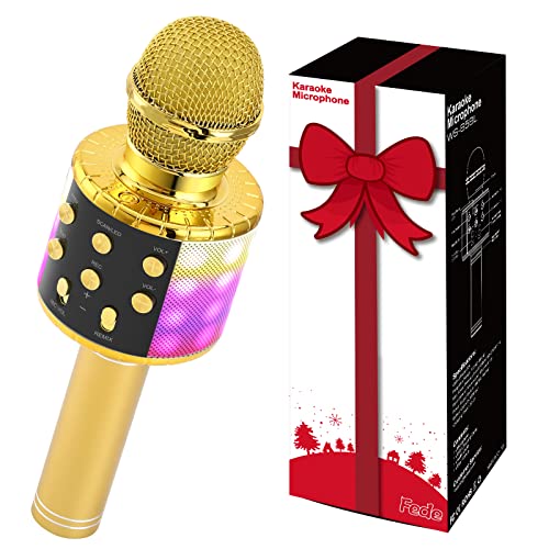 Fede Karaoke Mikrofon, Bluetooth Karaoke Mikrofon Kinder, Geschenke Spielzeug für Teenager Mädchen Jungen, Tragbares KTV Lautsprecher Recorder für Smartphone PC von Fede