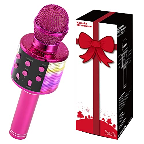 Fede Karaoke Mikrofon, Bluetooth Karaoke Mikrofon Kinder, Geschenke Spielzeug für Teenager Mädchen Jungen, Tragbares KTV Lautsprecher Recorder für Smartphone PC von Fede