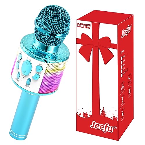 Fede Mikrofon Kinder, Karaoke Mikrofon Kinder, LED Drahtloses Bluetooth Mikrofon zum Singen, Geschenke Spielzeug für Teenager Mädchen Jungen, Tragbares KTV Lautsprecher Recorder für Smartphone von Fede