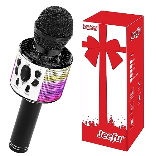 Fede Mikrofon Kinder, Karaoke Mikrofon Kinder, LED Drahtloses Bluetooth Mikrofon zum Singen, Geschenke Spielzeug für Teenager Mädchen Jungen, Tragbares KTV Lautsprecher Recorder für Smartphone von Fede