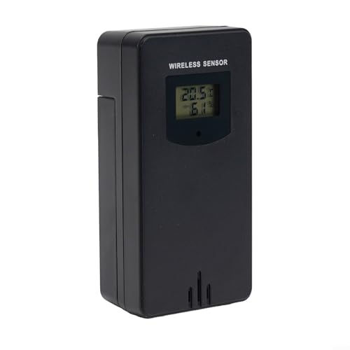 Feegow 1 Packung kabelloser Fernbedienungssensor für Außentemperatur, Luftfeuchtigkeit für Wetterstation, kabelloser Außensensor, Innensender (schwarz) von Feegow
