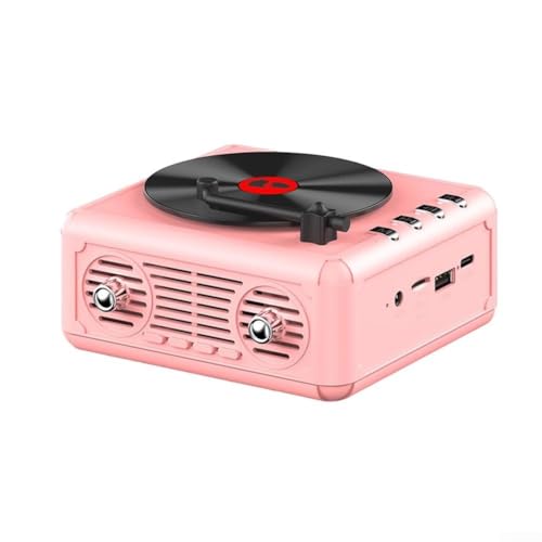 Feegow CD-Player, tragbar, Retro, verbesserter CD-Player und Bluetooth-Lautsprecher, 2-in-1, 5 V, wiederaufladbarer CD-Player mit Lautsprechern, BGM-Player für Auto/Zuhause (Rosa) von Feegow