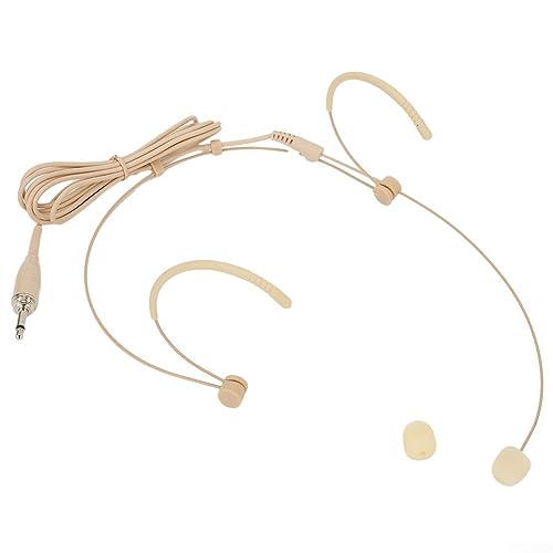 Feegow Mikrofone, Headworn Microphone With 3 5mm Male Plug, Beige Color, Smooth Steel Ear-Hang, Perfect For Performer And Speakers(A) von Feegow