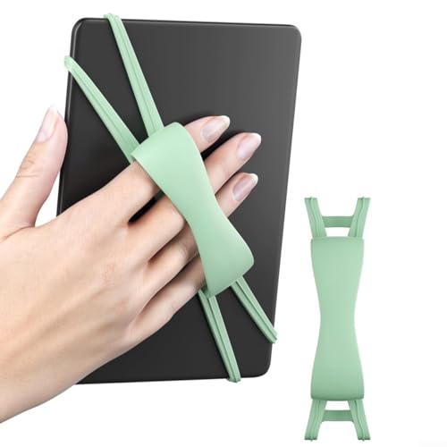 Feegow Weiche Handschlaufe für Kindle – für 11,9–20,3 cm (4,7–8 Zoll) große eReader und Tablets – Handschlaufe-Halterung mit elastischem Band – sichere Lesestütze im Bett (grün) von Feegow