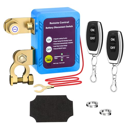 Feelhap Drahtloser Ferngesteuerter Auto Trennschalter, 12V 240A Remote Batterietrennschalter mit Fernbedienung Kill Switch Anti-Diebstahl, Automatische Abschaltung Schalter für Auto,RV,ATV,LKW,Boot. Feelhap Drahtloser Ferngesteuerter Auto Trennschalter, 12V 240A Remote Batterietrennschalter mit Fernbedienung Kill Switch Anti-Diebstahl, Automatische Abschaltung Schalter für Auto,RV,ATV,LKW,Boot. von Feelhap