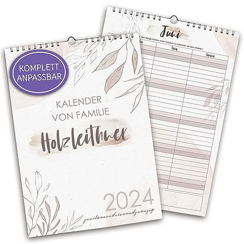 FEENSTAUB Familienkalender 2024, Wandkalender 2024 PERSONALISIERBAR 2-5 Spalten A3 XL Familienplaner 2024 5 Spalten, Familienkalender 2024 4 Spalten, Kalender Familienplaner, Jahresplaner Wand, AT, DE von Feenstaub