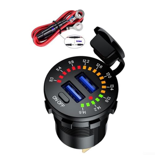 45W Dual USB Ladegerät mit Spannungsanzeige und Ein-/Ausschalter für Fahrzeuge (USB Draht) von Feeshoppher