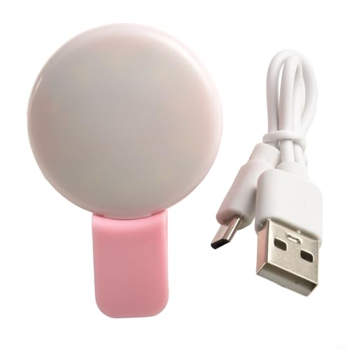 Anpassbares LED-Selfie-Ringlicht für mobile Fotografie, kompakt und (Rosa) von Feeshoppher