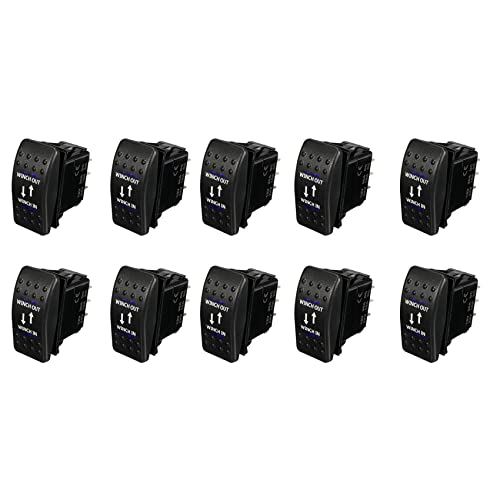 Feeuid 10X 12V 20A Winch in Winch Out EIN-AUS-EIN Wippschalter 7-Polige LED Blau von Feeuid