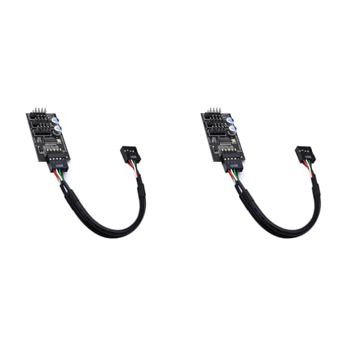 Feeuid 2 x USB-Hub, 9-poliger USB-Splitter, 1 A, 3 Header-Karte USB 2.0 A 9 Pin für Wasserkühlung für Lüftergeschwindigkeitstest LED RGB Feeuid 2 x USB-Hub, 9-poliger USB-Splitter, 1 A, 3 Header-Karte USB 2.0 A 9 Pin für Wasserkühlung für Lüftergeschwindigkeitstest LED RGB von Feeuid