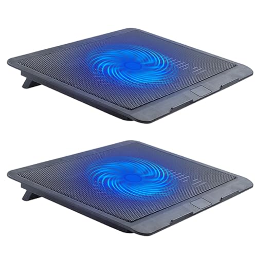 Feeuid 2X Laptop Lüfter Kühlkissen mit Großen Lüftern, Tragbarer Laptop Lüfter mit 2 im 1 USB Anschluss, Blauem LED Licht, Verstellbarem Ständer von Feeuid
