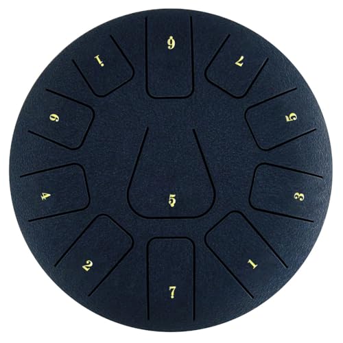 Feeuid 8 Steel Tongue Drum, 11-Ton Tamburin mit Drumsticks und Fingerpicks für Meditationen Tamburin Instrument E von Feeuid