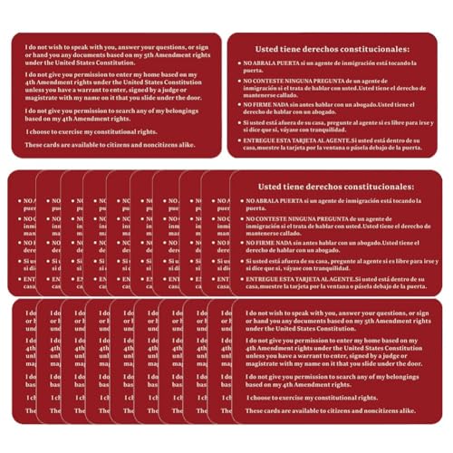 Feeuid Kennen Sie Ihre Einwanderungskarte Rechte - Verfassungsrechte in Englisch und Einwanderungsgesetz 20 Stück von Feeuid