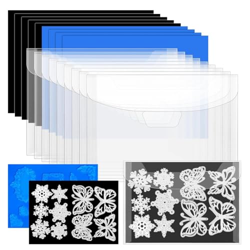 Fegtrtyoa 48 Stück Doppelseitige Aufbewahrungstaschen für Stempel und Stanzformen mit Magnetischen Gummifolien, Quittungshalter Zur Kartengestaltung von Fegtrtyoa