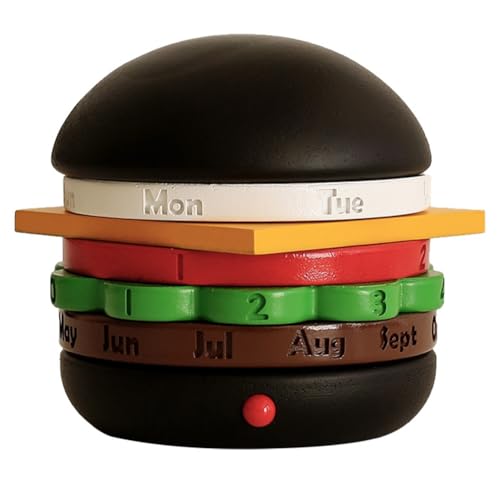 Fegtrtyoa Burger-Form-Kalender Hamburg-Kalender Dreh-Tischkalender Schlafzimmer-Nachttischdekoration Geschenk für Schwarz von Fegtrtyoa