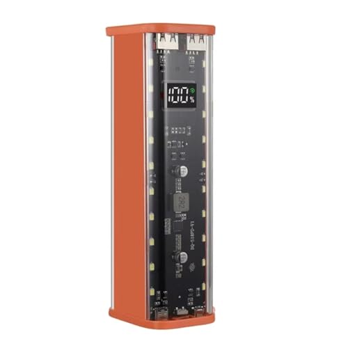 Fegtrtyoa DIY-Stromquellenbox 18650 Batteriehalter 8 Steckplätze, mit Hocheffizientem -Digitalanzeigebildschirm Orange von Fegtrtyoa
