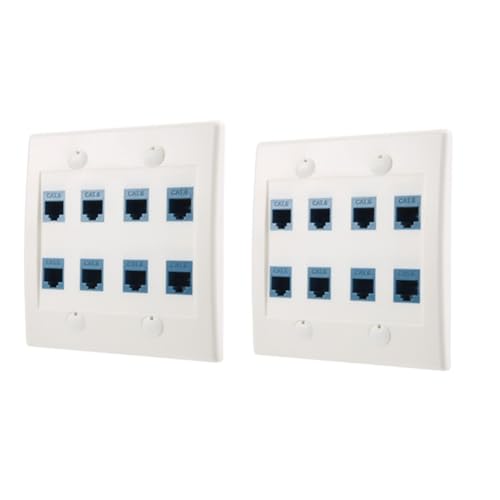 Fegtrtyoa Ethernet Wandplatte 8-Port Doppelgang Cat6 RJ45-Buchse Netzwerkkabel-Abdeckplatte RJ45-Wandplatte von Fegtrtyoa