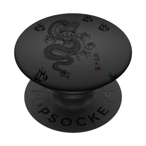 Feuer-Kungfu-Drache PopSockets Klebender PopGrip für Smartphones mit harten Plastikgehäusen (ohne kabellose Aufladung) in Schwarz Feuer-Kungfu-Drache PopSockets Klebender PopGrip für Smartphones mit harten Plastikgehäusen (ohne kabellose Aufladung) in Schwarz von Fei Long Design Hub