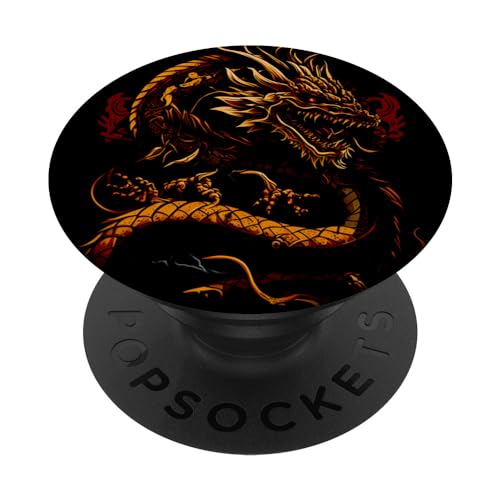 Goldener Drache PopSockets mit austauschbarem PopGrip Goldener Drache PopSockets mit austauschbarem PopGrip von Fei Long Design Hub