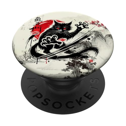 Hei Ng Mun The Cat Kung Fu Faust von Chi Wu Men PopSockets Klebender PopGrip Hei Ng Mun The Cat Kung Fu Faust von Chi Wu Men PopSockets Klebender PopGrip von Fei Long Design Hub