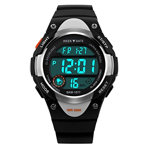 FeiWen Kinder Digital Sport Uhren 50M Wasserdicht Junge Plastik Wählscheiben mit Kautschuk Band Outdoor Militär Multifunktional Armbanduhren Alarm Kalender Stoppuhr Beleuchtung Schwarz FeiWen Kinder Digital Sport Uhren 50M Wasserdicht Junge Plastik Wählscheiben mit Kautschuk Band Outdoor Militär Multifunktional Armbanduhren Alarm Kalender Stoppuhr Beleuchtung Schwarz von FeiWen