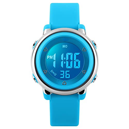 FeiWen Kinderuhr Mehrfarbig LED Beleuchtung Plastik Uhren mit Kautschuk Band 50M Wasserdicht Multifunktional Stoppuhr Kalender Alarm Digital Sport Armbanduhren, Blau FeiWen Kinderuhr Mehrfarbig LED Beleuchtung Plastik Uhren mit Kautschuk Band 50M Wasserdicht Multifunktional Stoppuhr Kalender Alarm Digital Sport Armbanduhren, Blau von FeiWen