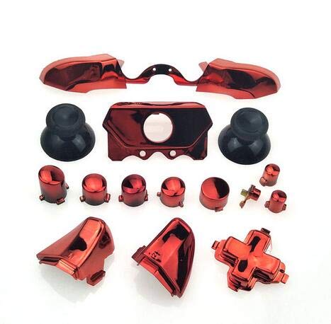 Komplettes Set aus verchromten Dpad-Stoßdämpfern, Trigger-Tasten, RT LT RB LB-Taste, ABXY-Tasten mit Thumbstick für Xbox One Elite Xbox One E Controller (rot) von FeiYen