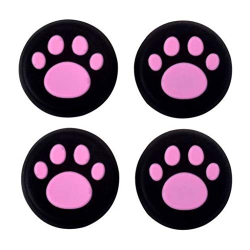 Silikon-Daumenkappe für Joysticks, Thumbsticks, für PS4, PS3, Xbox One, PS2, Xbox 360, Game-Controller (rosa Katze, Hund, Pfoten), 4 Stück von FeiYen