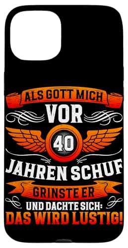 Als Gott mich vor 40 Jahren schuf 40. Geburtstagsfeier Hülle für iPhone 15 Plus Als Gott mich vor 40 Jahren schuf 40. Geburtstagsfeier Hülle für iPhone 15 Plus von Feier Party 40. Geburtstag Feiern Männer