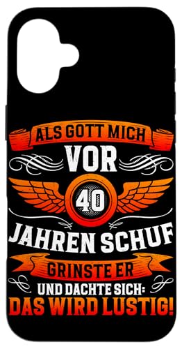 Als Gott mich vor 40 Jahren schuf 40. Geburtstagsfeier Hülle für iPhone 16 Plus Als Gott mich vor 40 Jahren schuf 40. Geburtstagsfeier Hülle für iPhone 16 Plus von Feier Party 40. Geburtstag Feiern Männer
