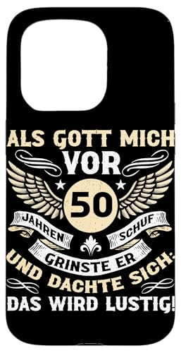 Als Gott mich vor 50 Jahren schuf 50. Geburtstagsfeier Hülle für iPhone 15 Pro Als Gott mich vor 50 Jahren schuf 50. Geburtstagsfeier Hülle für iPhone 15 Pro von Feier Party 50. Geburtstag Feiern Männer