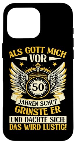 Als Gott mich vor 50 Jahren schuf 50. Geburtstagsfeier Hülle für iPhone 16 Pro Max Als Gott mich vor 50 Jahren schuf 50. Geburtstagsfeier Hülle für iPhone 16 Pro Max von Feier Party 50. Geburtstag Feiern Männer