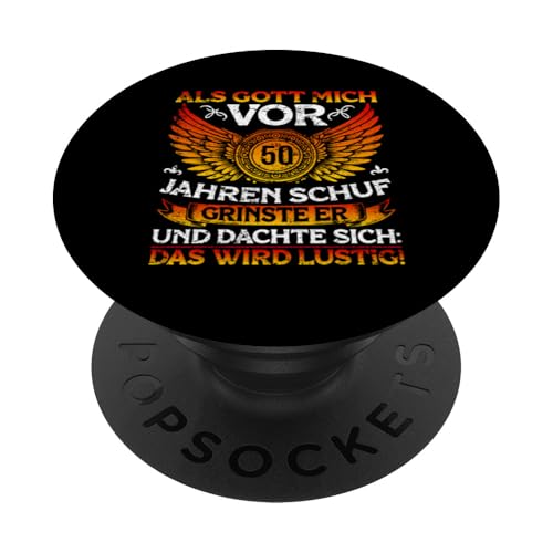 Als Gott mich vor 50 Jahren schuf 50. Geburtstagsfeier PopSockets Klebender PopGrip Als Gott mich vor 50 Jahren schuf 50. Geburtstagsfeier PopSockets Klebender PopGrip von Feier Party 50. Geburtstag Feiern Männer