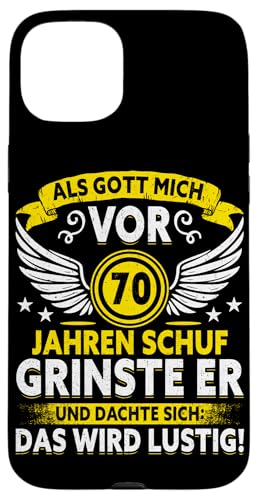 Als Gott mich vor 70 Jahren schuf 70. Geburtstagsfeier Hülle für iPhone 15 Plus Als Gott mich vor 70 Jahren schuf 70. Geburtstagsfeier Hülle für iPhone 15 Plus von Feier Party 70. Geburtstag Feiern Männer